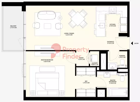 Apartment 1 Bed - Type 01 L03-13