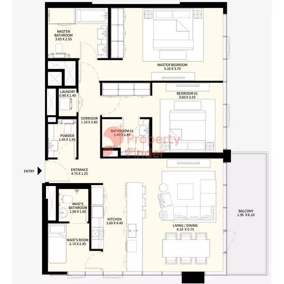 Apartment 2 Beds - Type 03 L14-18